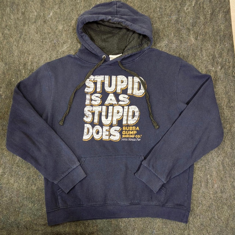 Lone Rock Bubba Gump Shrimp Co Stupid Is As Stupid Does Hoodie Navy Blue Mens M
